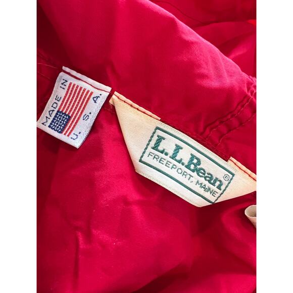 Vintage 80s LL Bean Red Kangaroo Pocket Hooded Windbreaker S - Picture 6 of 8
